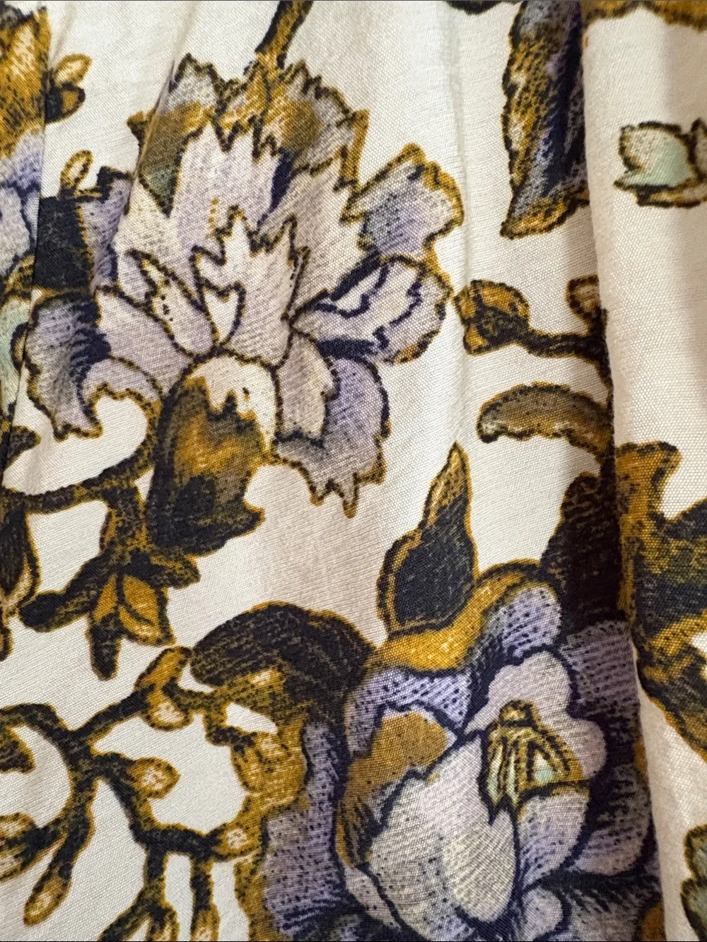 LOFT Cream Floral V-Neck Blouse with Puff Sleeves